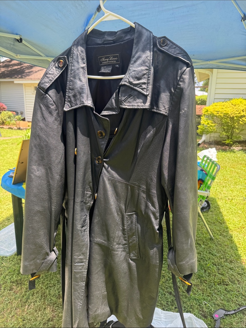 Vintage Women's Black Leather Trench Coat - Terry Lewis